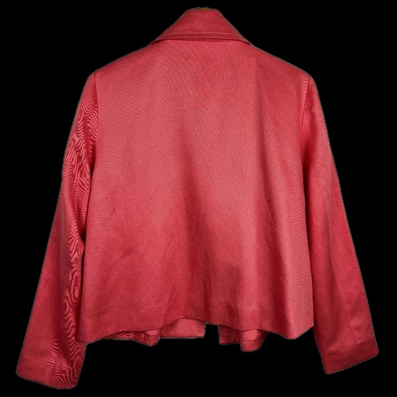 Ann Taylor Womens Crop Open Front Blazer Sz M Coral Pink Office Business Career - Picture 3 of 9